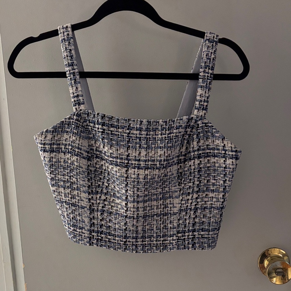 Lucy Paris Tweed Tank Top - Navy and White